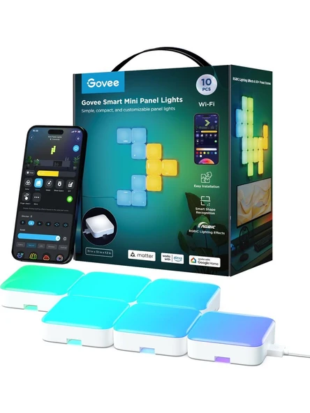 Govee Mini Panel Gaming Duvar Aydınlatması 10 Parçalı ürün görseli 1