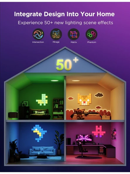 Govee Mini Panel Gaming Duvar Aydınlatması 10 Parçalı - Resim 5