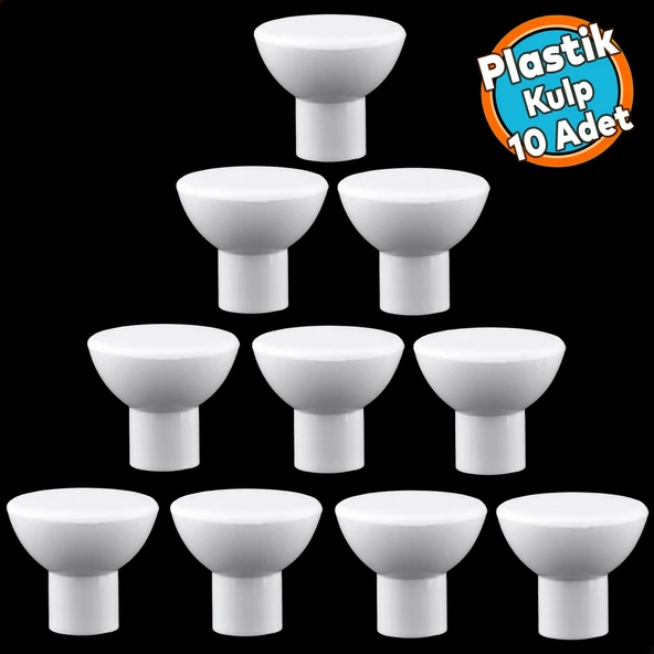 Plastik Düğme Mobilya Çekmece Dolap Kapak Kulpu Kulbu Beyaz Kulp 10 Adet ürün görseli 1