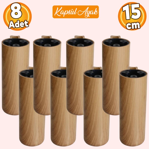 Kapsül Bohem Açık Ceviz 18 cm Mobilya Kanepe Koltuk Baza Yükseltici Yükseltme Ayağı Ayakları 8 Adet ürün görseli 1