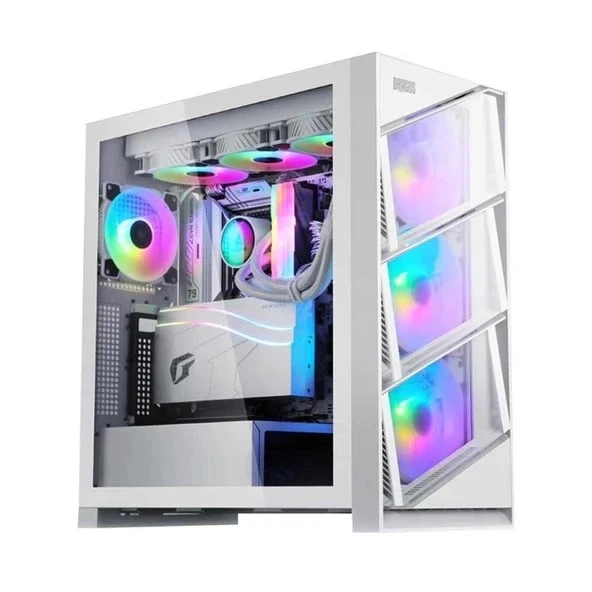 Dragos Air 4x Argb Fan USB 3.0 + Type C ( Power Supply Yok) ATX Oyuncu (Gaming) Bilgisayar Kasası Beyaz ürün görseli 1