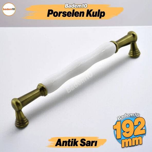 Anav Porselen Antik Sarı Kulp 192 mm Mobilya Çekmece Mutfak Dolabı Dolap Kapak Kulplar Kulb Kulpu ürün görseli 1