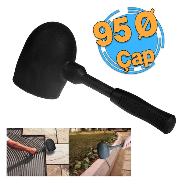 Kaucuk Tokmak 95 lik Bordür Tokmağı Fayans Fayansçı Tokmağı 1.5 Kg Çekiç Karo Döşeme Siyah Renk ürün görseli 1