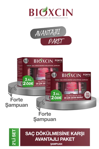 Bioxcin Forte Şampuan 3'lü Set 2 Adet ( 6 X 300 ml ) Yoğun Dökülme Karşıtı Şampuan ürün görseli 1