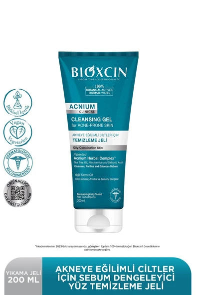 Bioxcin Acnium Akneye Eğilimli Ciltler İçin Temizleme Jeli 200 ml ürün görseli 1
