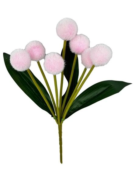 Nettenevime Yapay Çiçek Pembe Pompon Çiçeği Dekoratif Yapay Çiçek 30*20cm ürün görseli 1