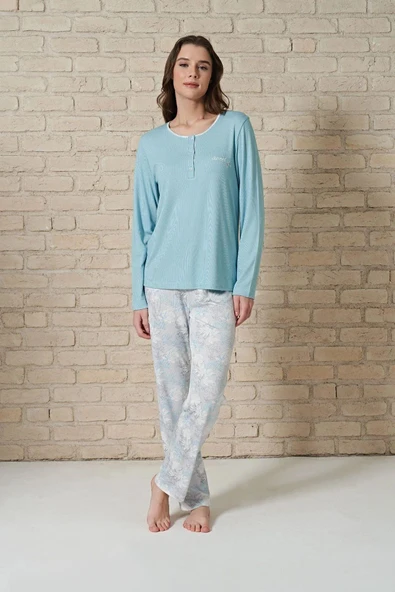 Gd Goldoremi 1722 Kadın Uzun Kollu Çiçek Desenli Pijama Takım ürün görseli 1