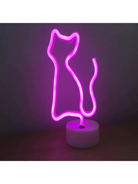 Eşe Sevgiliye Güzel Romantik Hediye Neon Işıklı Kedi Lamba Usb Kablolu ürün görseli 1