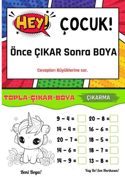 Okul Öncesi ve Birinci Sınıflar Süper Matematik (TOPLA-ÇIKAR-BOYA) ürün görseli 1