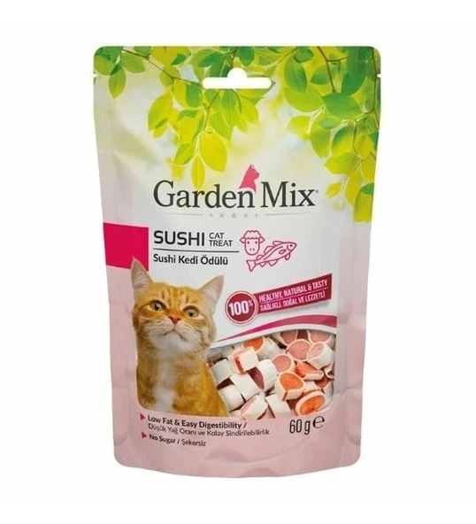 Garden Mix Kuzulu Sushi Düşük Yağlı Şekersiz Kedi Ödül Maması 60 gr ürün görseli 1