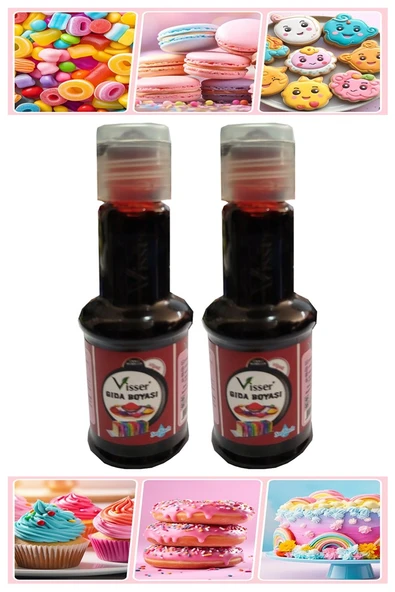 Gıda Boyası Sıvı 50 ml 2 Adet Su Bazlı Likit Renkli Sıvı Gıda Boyası Pasta Hamur Boyası Kek Fonda Yüksek Konsantre ürün görseli 1