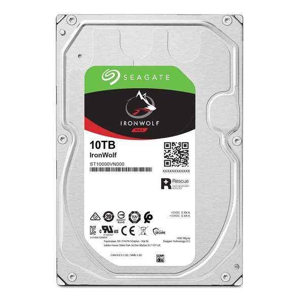 SEAGATE IRONWOLF 10 TB 7200RPM 256MB 7/24 1-8  Yuvalı  Nas için ürün görseli 1