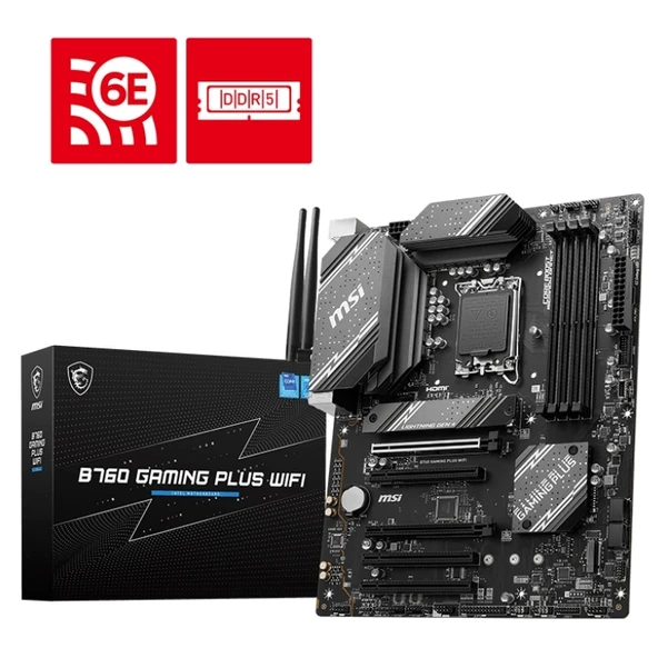 MSI B760 GAMING PLUS WIFI D5 M.2 HDMI DP LAN WİFİ ATX 1700P ürün görseli 1