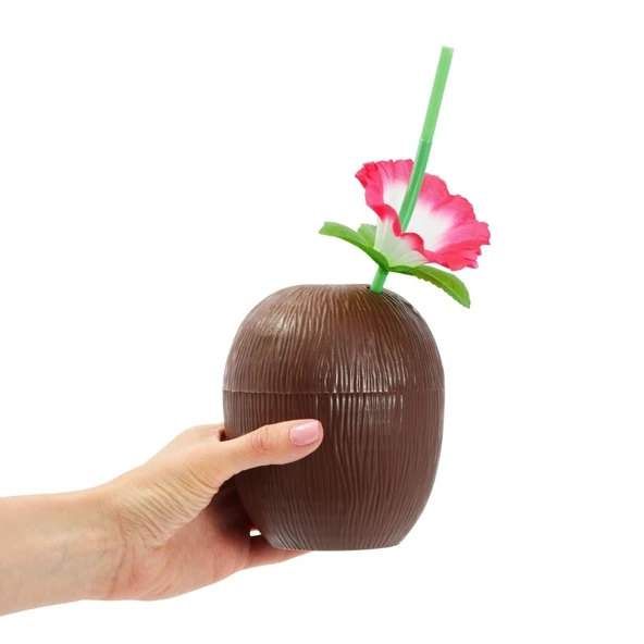 Nessiworld Hindistan Cevizi Hawaii Luau Aloha Pipetli İçecek Kabı Bardak 10x13 cm 1 Adet ürün görseli 1