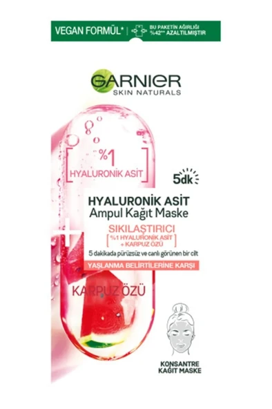 Garnier Marka: Hyaluronik Asit Sıkılaştırıcı Ampul Kağıt Yüz Maske Kategori: Yüz Maskesi ürün görseli 1