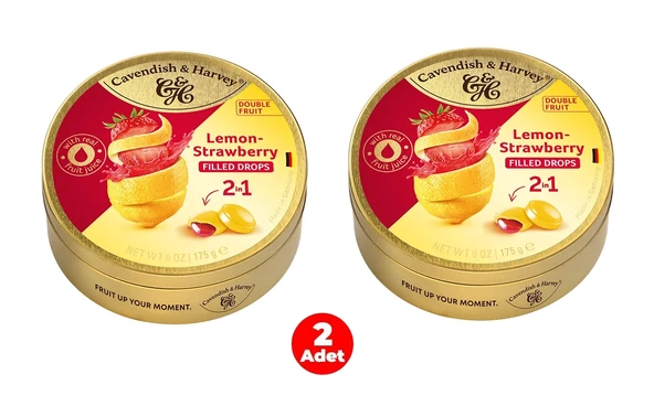 Cavendish & Harvey Double Fruit Drops Çilek Dolgulu Limon Aromalı Şeker (2 ADET) ürün görseli 1