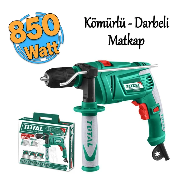 Total Darbeli Matkap 850 W TG109136-2 Metal Beton Ahşap Kömürlü Delme Kırıcı Delici ürün görseli 1