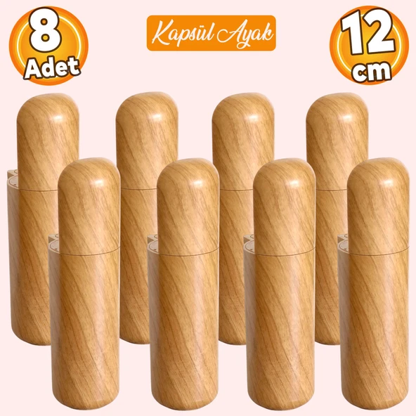 Kapsül Bohem Mobilya Kanepe TV Ünitesi Koltuk Ayağı Baza Ayakları Ahşap Ceviz Desenli 12 cm 8 Adet ürün görseli 1