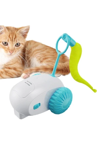 Şarjlı Araba Kedi Oyuncağı Hareketli Evcil Hayvan Eğlenceli İnteraktif Tüylü Oyuncak ürün görseli 1