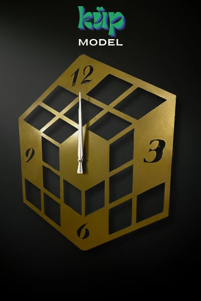 MOOCLOCK Küp Model Duvar Saati Gold - Resim 4