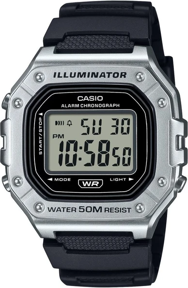 CASIO W-218HM-7AVDF SİYAH SİLİKON KORDON DİJİTAL ERKEK KOL SAATİ ürün görseli 1