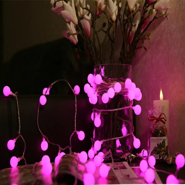 4.30 METRE PEMBE TOP LED IŞIK PEMBE IŞIK 220 V FİŞLİ YILBAŞI AĞACI IŞIĞI PEMBE TOP IŞIK PEMBE LED IŞIK NOEL IŞIĞI ürün görseli 1