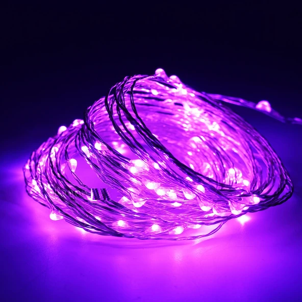 2 METRE MOR PİLLİ LED IŞIK MOR LED IŞIK MOR YILBAŞI AĞACI IŞIĞI MOR NOEL IŞIĞI PURPLE CHRİSTMAS LED LİGHT PARLAK PERİ LED IŞIK ürün görseli 1