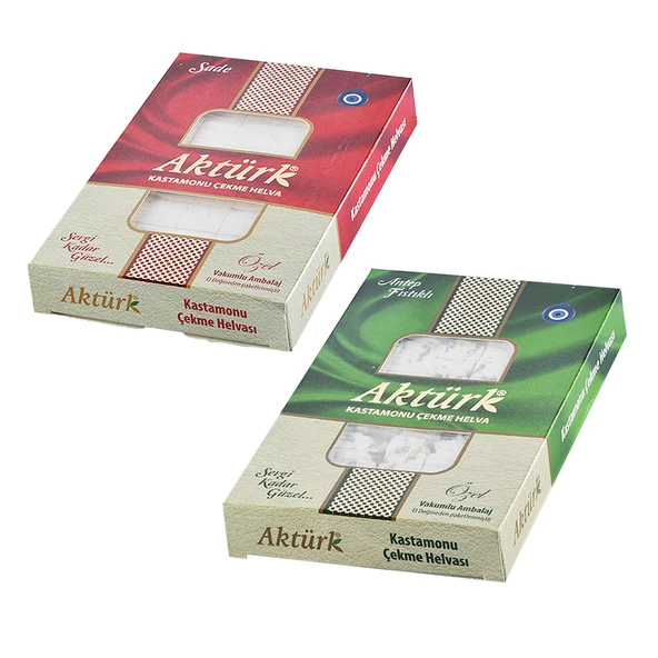 Aktürk Kastamonu Çekme Helva Sade ve Fıstıklı 250 gr 2 li Karma Paket ürün görseli 1