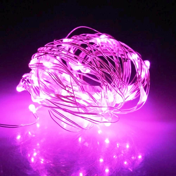 10 METRE PEMBE PİLLİ LED IŞIK PEMBE YILBAŞI AĞACI IŞIĞI PİNK CHRİSTMAS TREE LED LİGHT  PEMBE LED IŞIK ürün görseli 1