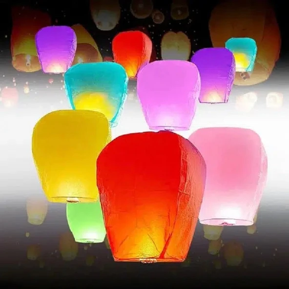 3 ADET VIP KALİTE YILBAŞI DİLEK BALONU DİLEK FENERİ SKY LANTERN YIRTIK VE YAPIŞIK ÜRÜN DEĞİLDİR KARIŞIK RENKLİ DİLEK BALONU ürün görseli 1