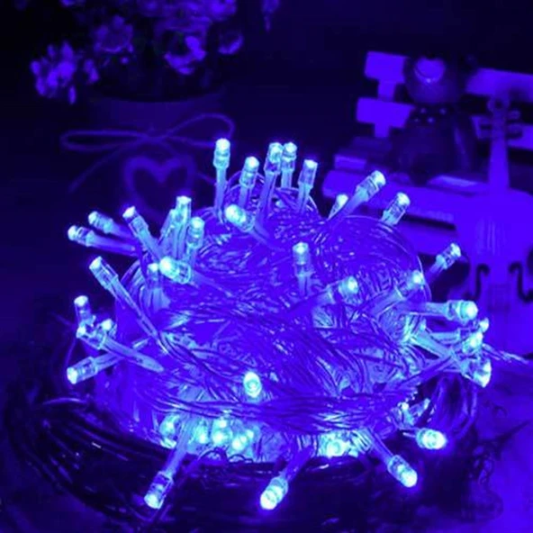 CHRİSTMAS TREE BLUE LED LİGHT 10 METRE MAVİ LED IŞIK MAVİ YILBAŞI AĞACI IŞIĞI MAVİ İP LED IŞIK 220V FİŞLİ 100 CANLI LED ürün görseli 1