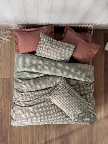 Cotton Box Petite Tek Kişilik Lastikli Çarşaflı Nevresim Takımı Mote Kiremit ürün görseli 1