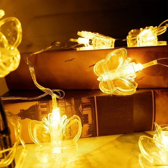 BUTTERFLY CLİPS STRİNG LED LİGHTS PİLLİ KELEBEK MANDAL LED IŞIK GÜN IŞIĞI LED IŞIK YILBAŞI AĞACI IŞIĞI  PİLLİ LED IŞIK ürün görseli 1