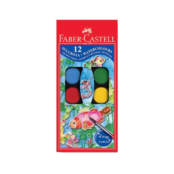 Sulu Boya 12 Renkli Orta Boy Faber Castell Sulu Boya 12 Renkli Fırça Hediyeli ürün görseli 1