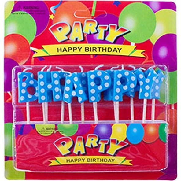 MAVİ YAZILI HAPPY BIRTHDAY DOĞUM GÜNÜ MUMU MAVİ HAPPY BIRTHDAY PASTA MUMU HAPPY BIRTHDAY BLUE CANDLE ürün görseli 1