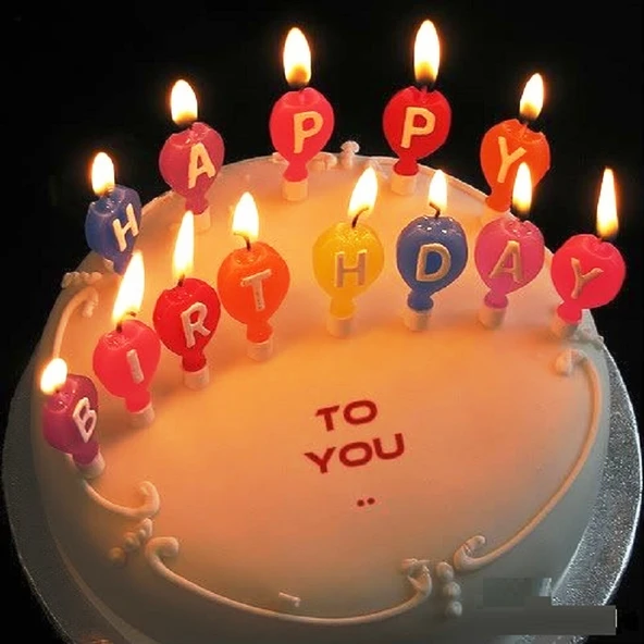 RENKLİ HAPPY BIRTHDAY DOĞUM GÜNÜ MUMU RENKLİ HAPPY BIRTHDAY KALPLİ PASTA MUMU RENKLİ PASTA MUMU DEKOR PASTA MUMU ürün görseli 1