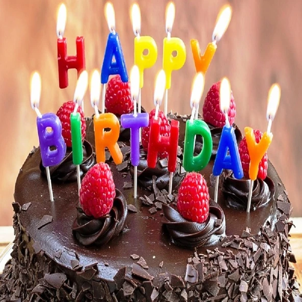 RENKLİ YAZILI HAPPY BIRTHDAY DOĞUM GÜNÜ MUMU RENKLİ HAPPY BIRTHDAY PASTA MUMU HAPPY BIRTHDAY CANDLE ürün görseli 1