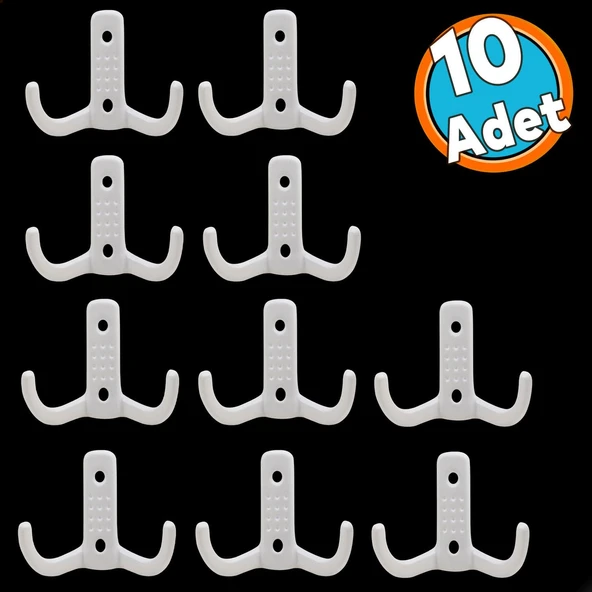 Vestiyer Duvar Askısı Dolap Elbise Askılığı Beyaz Metal Askı (10 Adet) ürün görseli 1