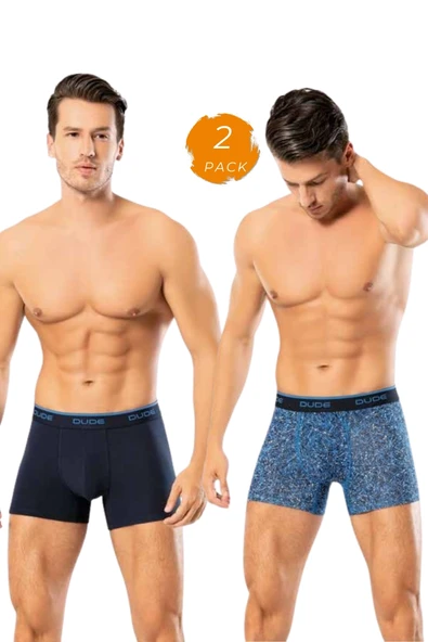 Loksense Erkek Dude 2 li Düz ve Desenli Likralı Boxer 1405 ürün görseli 1