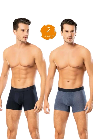 Looksense Erkek Dude 2 li Düz ve Desenli Likralı Boxer 1406 ürün görseli 1