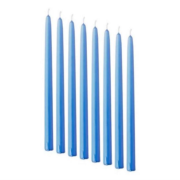 10 ADET BLUE CANDLESTICK MAVİ ŞAMDAN MUMU MAVİ MUM PARLAK MAVİ ŞAMDAN MUMU MASA MUMU MAVİ KALIN UZUN MUM ürün görseli 1