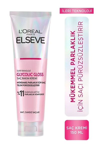 L'Oreal Paris Elseve Glycolic Gloss Mükemmel Parlaklık için Pürüzsüzleştirici Saç Kremi 150ml ürün görseli 1
