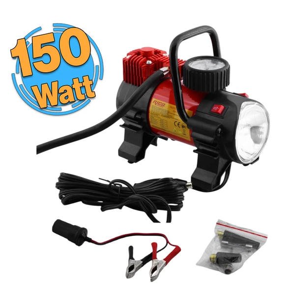 Tek Pistonlu Metal Profesyonel Hava Kompresörü 150 Psı Çakmaklık Araba Teker Lastik Top Şişirme 12v ürün görseli 1