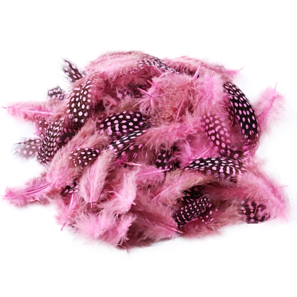50 ADET PUANTİYELİ PEMBE SİYAH KUŞ TÜYÜ PEMBE KUŞ TÜYÜ DECOR PİNK BIRD FEATHER PEMBE ŞEFFAF BALON TÜYÜ ürün görseli 1