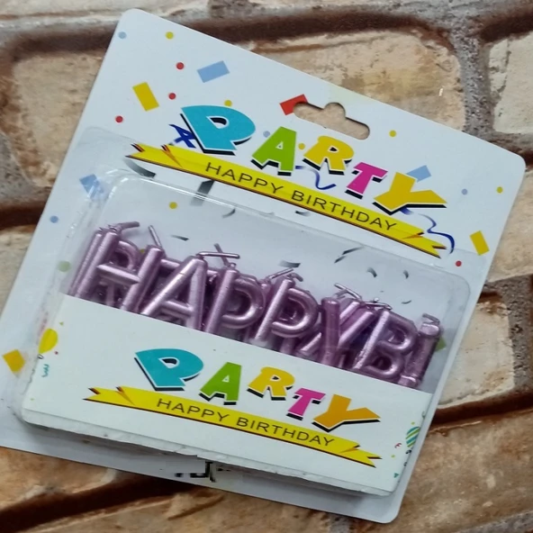 VIP KALİTE PARLAK METALİK PEMBE HAPPY BIRTHDAY PASTA MUMU PEMBE DOĞUM GÜNÜ MUMU PİNK HAPPY BIRTHDAY CANDLE ürün görseli 1