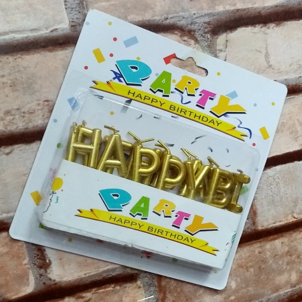 VIP KALİTE PARLAK METALİK GOLD HAPPY BIRTHDAY PASTA MUMU GOLD DOĞUM GÜNÜ MUMU GOLD HAPPY BIRTHDAY CANDLE ürün görseli 1