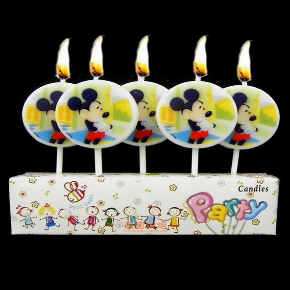 MİCKEY MOUSE BIRTHDAY CANDLE VIP KALİTE MİCKEY MOUSE PASTA MUMU 5 ADET MİCKEY MOUSE DOĞUM GÜNÜ MUMU ürün görseli 1