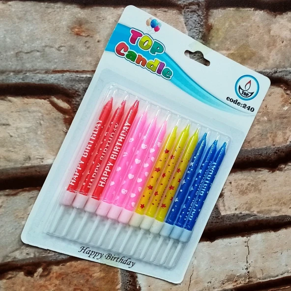 HAPPY BIRTHDAY CANDLE VIP RENKLİ HAPPY BIRTHDAY PASTA MUMU 12 ADET HAPPY BIRTHDAY DOĞUM GÜNÜ MUMU ürün görseli 1