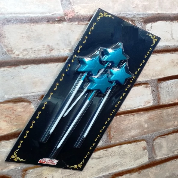 4 ADET MAVİ YILDIZ PASTA MUMU YILDIZ DOĞUM GÜNÜ PASTA MUMU MAVİ PASTA MUMU YILDIZ MUM BLACK CANDLE ürün görseli 1