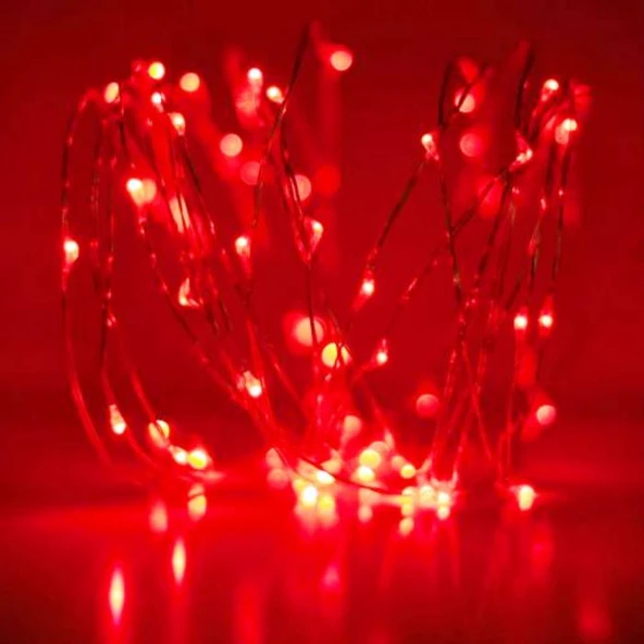 KIRMIZI PİLLİ IŞIK 10 METRE PİLLİ KIRMIZI LED IŞIK NOEL IŞIĞI YILBAŞI IŞIĞI KIRMIZI YILBAŞI AĞACI IŞIĞI ürün görseli 1